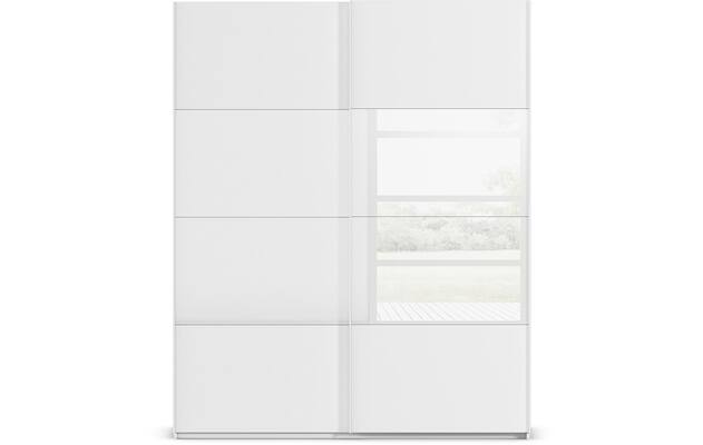 Goossens kledingkast finca combi glans mat glas wit hoogwaardig meubelplaat - 8244366-{merk}-finca-combi-sts-wit-schuifdeuren-01
